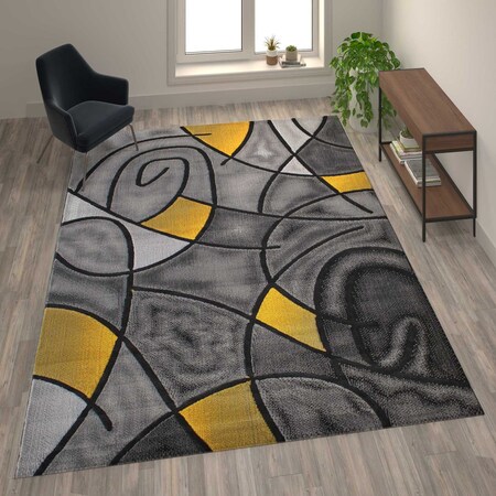 Flash Furniture Yellow 8' x 10' Abstract Design Accent Area Rug ACD-RGTRZ860-810-YL-GG